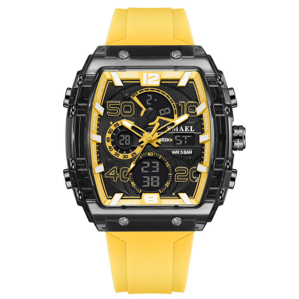 SMAEL Barrel-Shaped Sports Watch, Multi-Function LED Night Light Alarm Clock Timer Watch, Outdoor Sports Party Wearing Electronic Watch