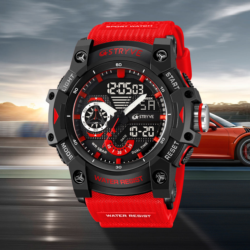 Men's Waterproof Sports Watch with Luminous Dual Display