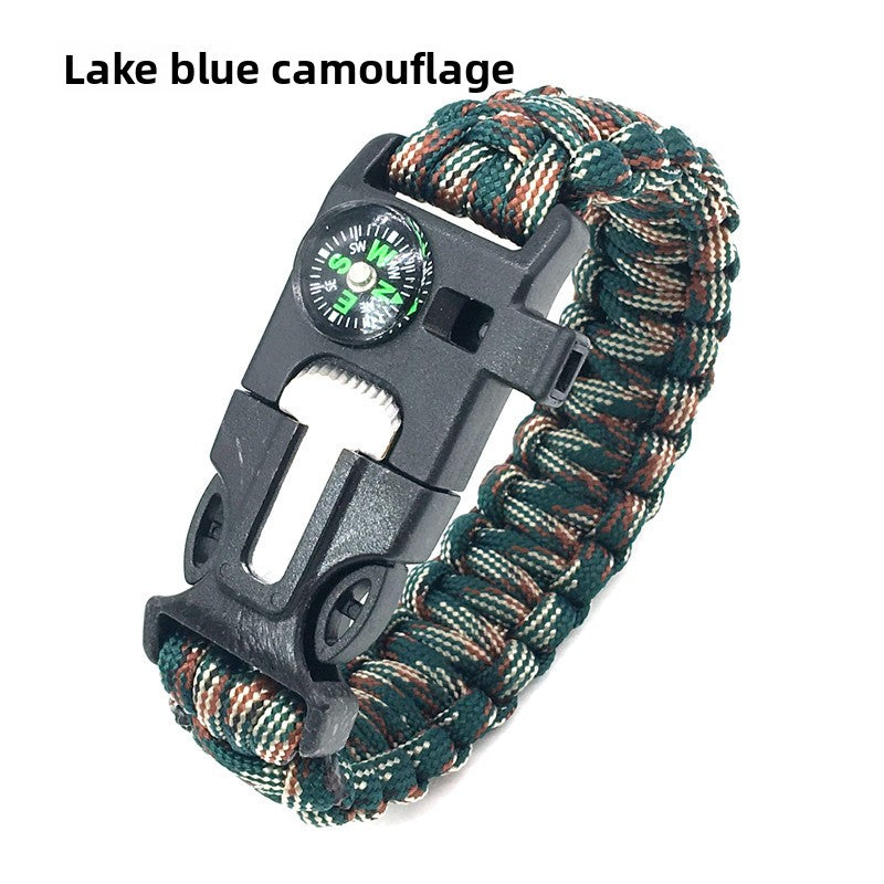Multifunctional Survival Paracord Bracelet with Compass and Firestarter