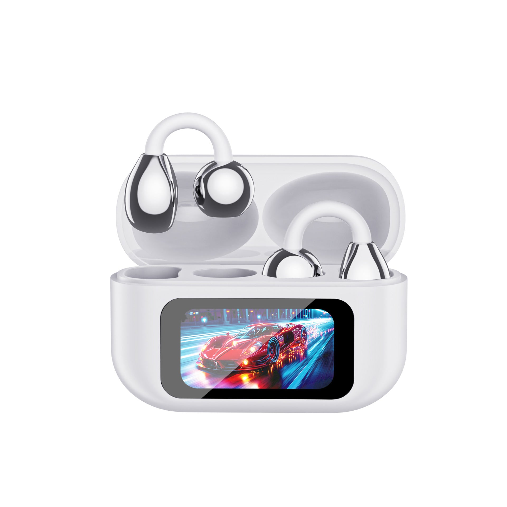Wireless Bluetooth Earbuds with Display Stereo Sound Full-Color LED screen with Multifunctional Controls Integrated Call Management