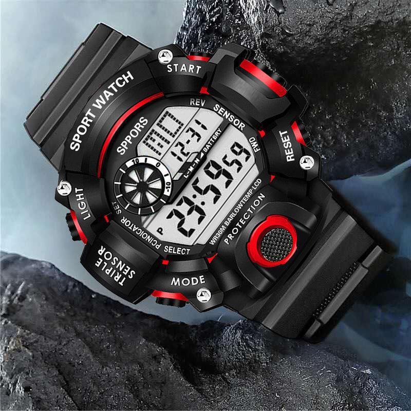 Sports Watch with LED Backlight - Multifunctional Digital Display, Plastic Band, Fashionable Round Dial, Ideal for School & Outdoor Activities