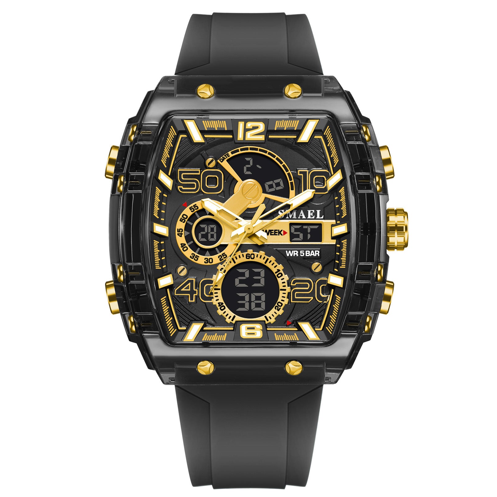 SMAEL Barrel-Shaped Sports Watch, Multi-Function LED Night Light Alarm Clock Timer Watch, Outdoor Sports Party Wearing Electronic Watch