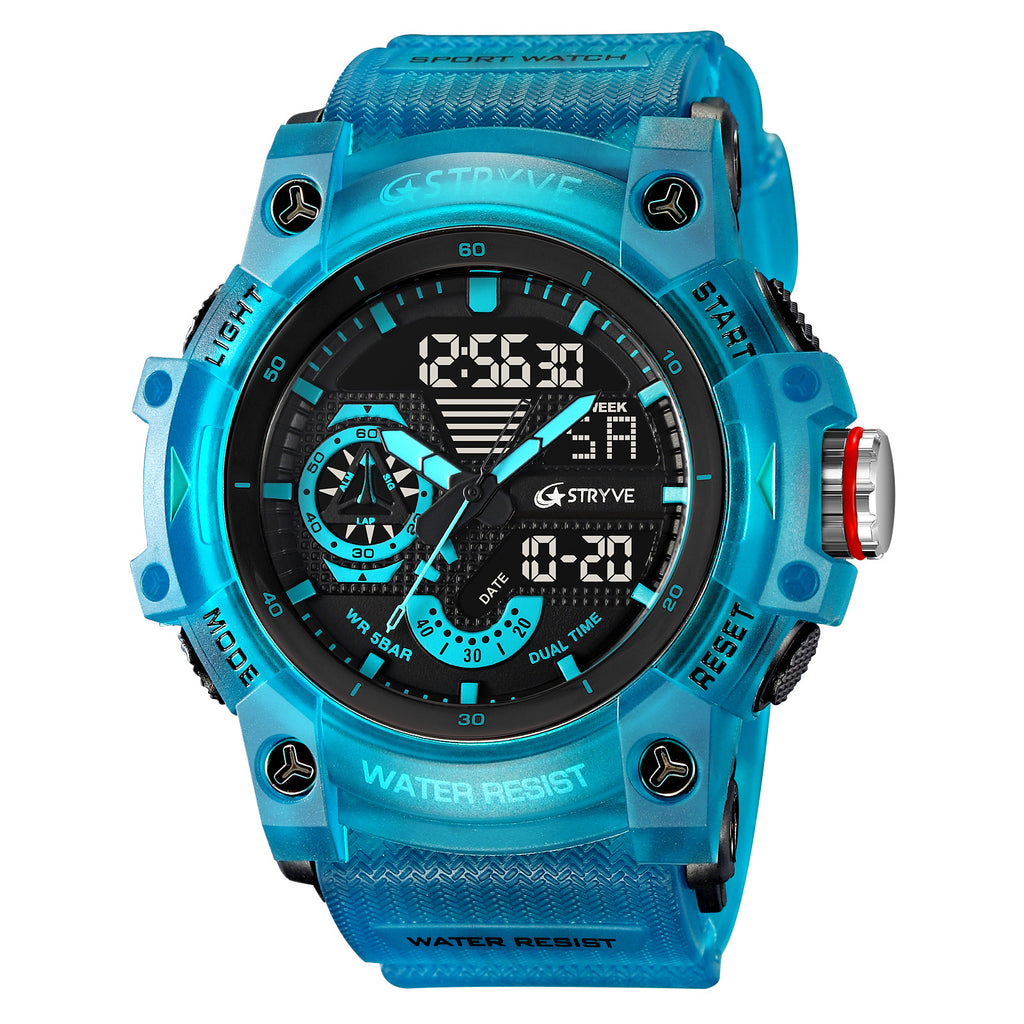 Men's Waterproof Sports Watch with Luminous Dual Display