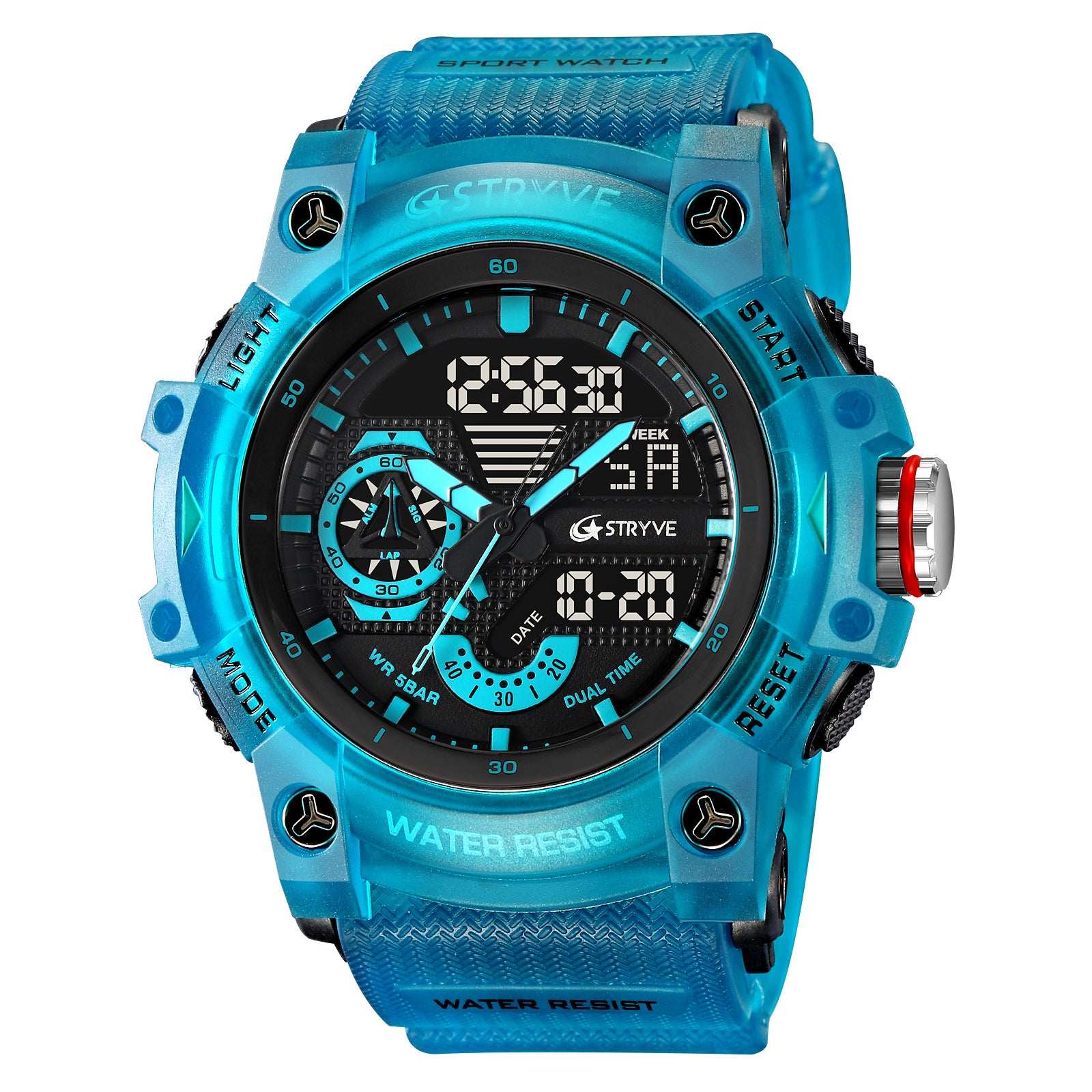 Men's Waterproof Sports Watch with Luminous Dual Display