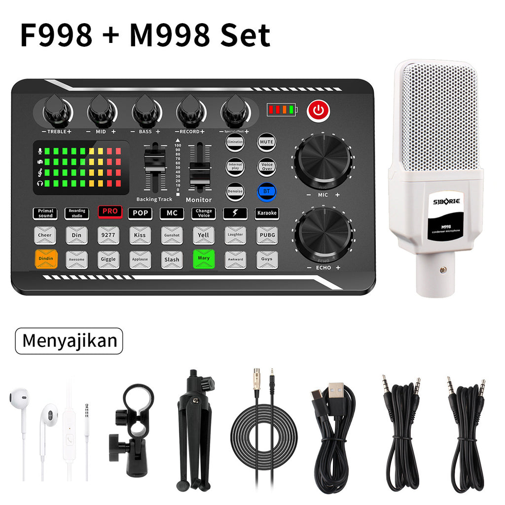 Rechargeable Live Broadcast Sound Card with Microphone
