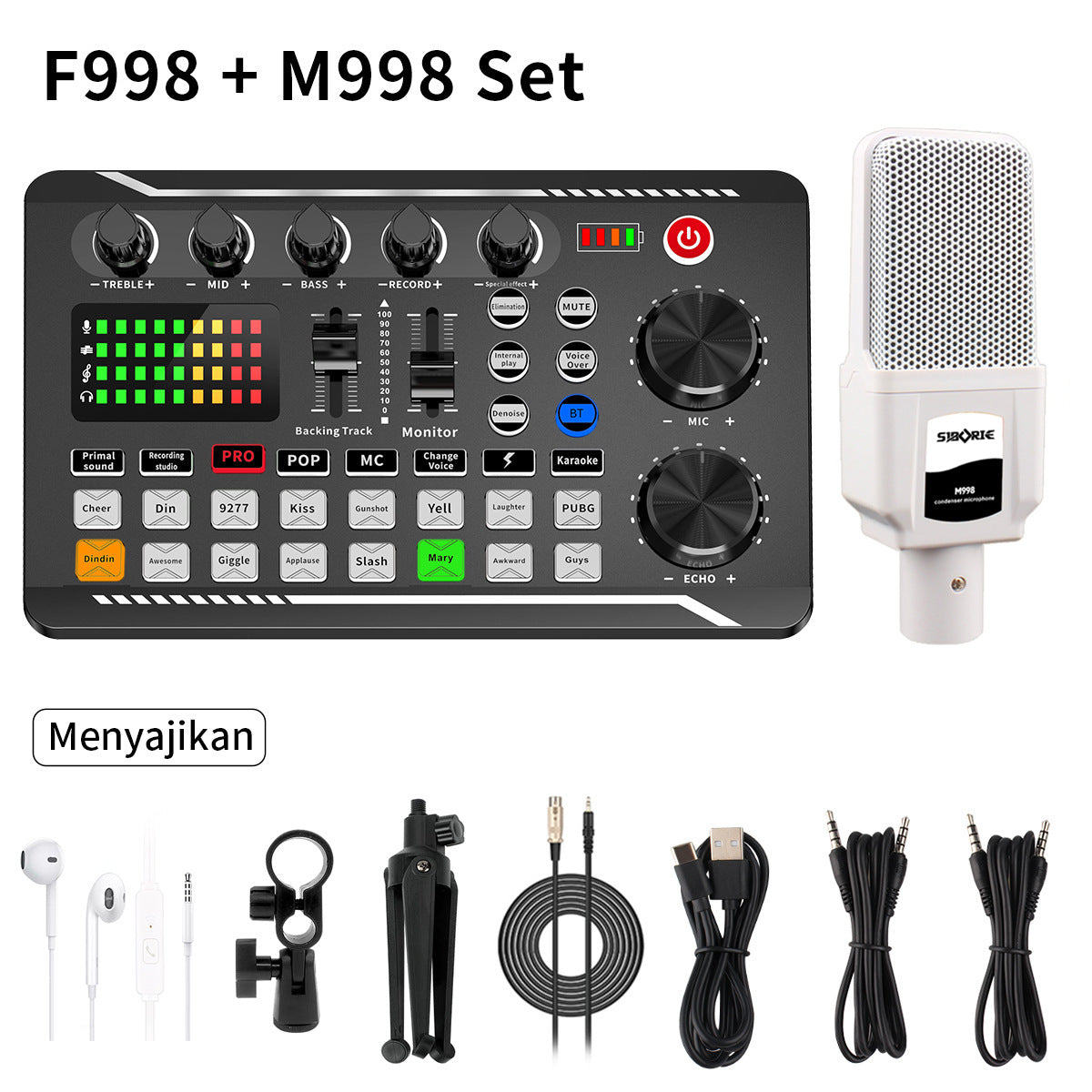 Rechargeable Live Broadcast Sound Card with Microphone