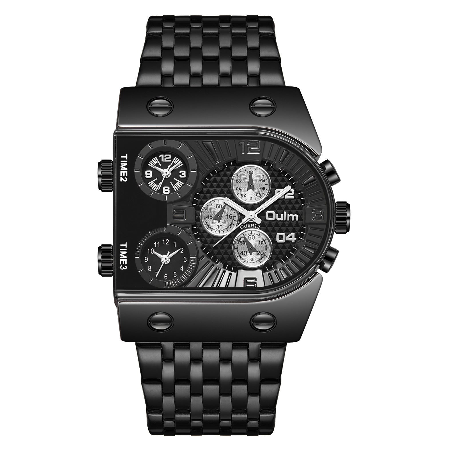 Multi-Time Zone Luminous Men's Watch with Stainless Steel Band