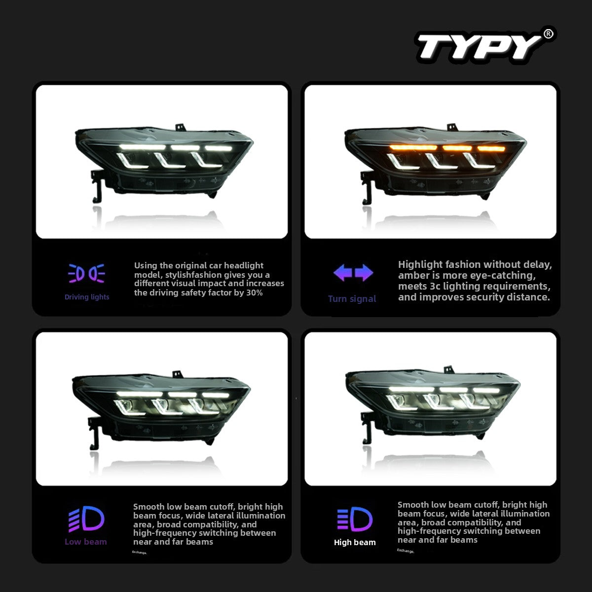 RGB Multicolor LED Lens Daytime Running Lights