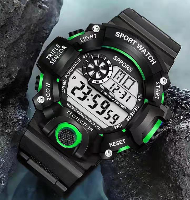 Sports Watch with LED Backlight - Multifunctional Digital Display, Plastic Band, Fashionable Round Dial, Ideal for School & Outdoor Activities