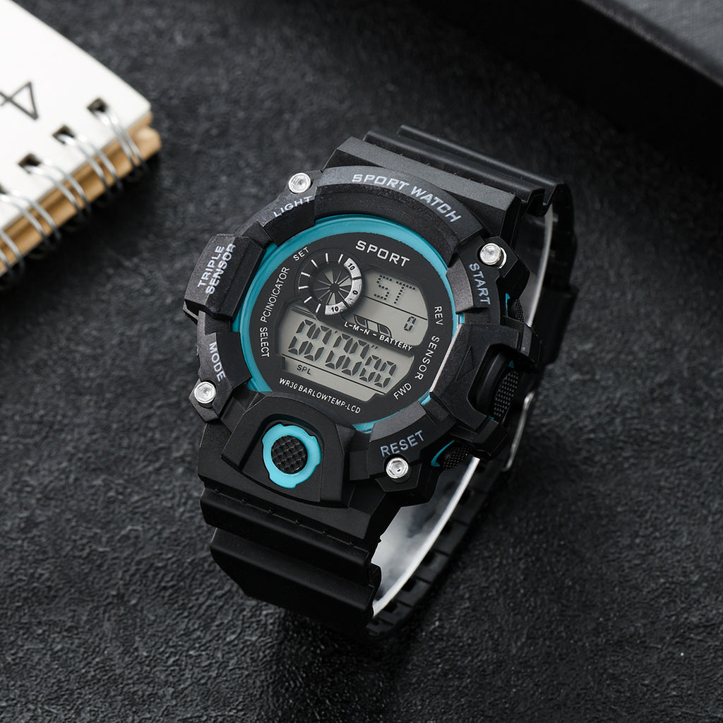 Sports Watch with LED Backlight - Multifunctional Digital Display, Plastic Band, Fashionable Round Dial, Ideal for School & Outdoor Activities