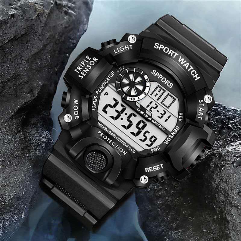 Sports Watch with LED Backlight - Multifunctional Digital Display, Plastic Band, Fashionable Round Dial, Ideal for School & Outdoor Activities