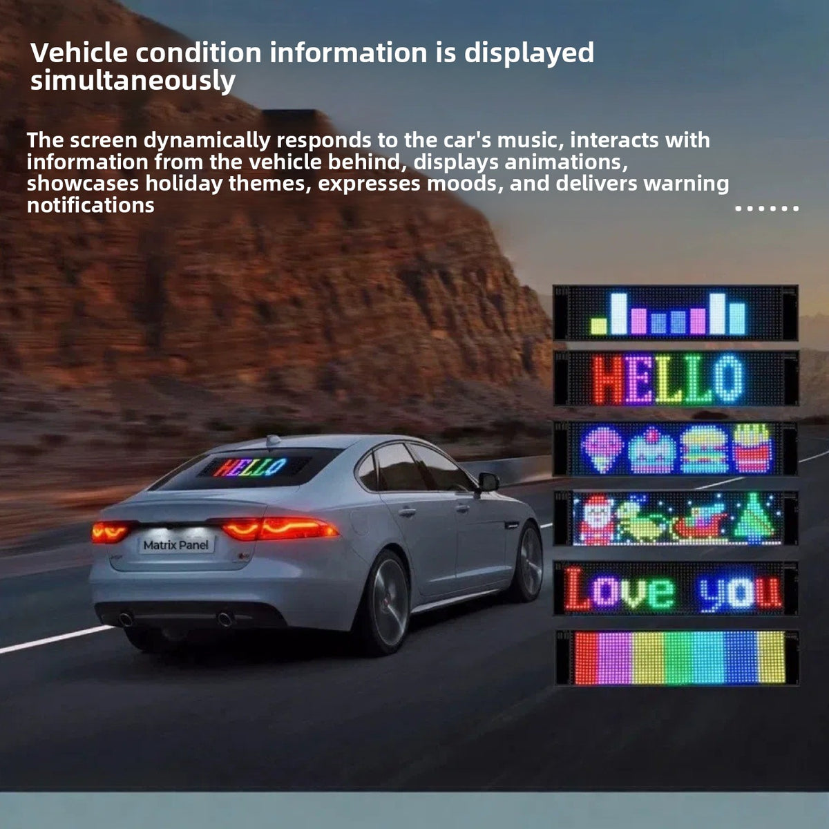 Car Rear Window LED Display Screen with Voice Control