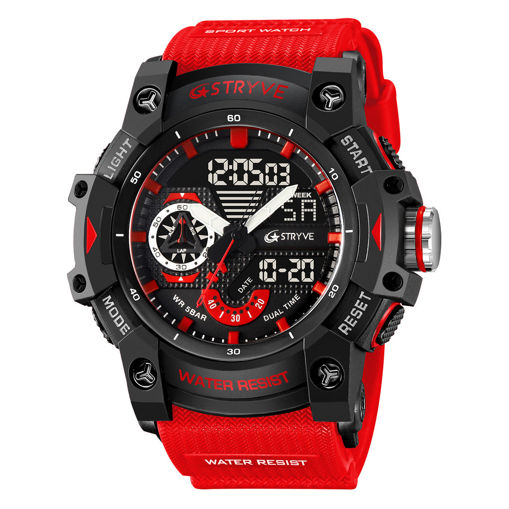Men's Waterproof Sports Watch with Luminous Dual Display