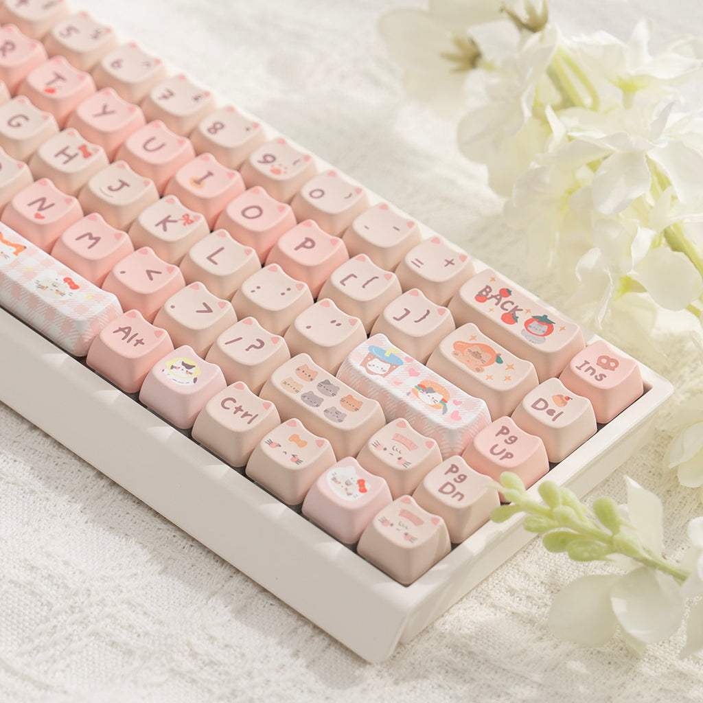 M68 Wireless Bluetooth Mechanical Keyboard with Mahjong Sound, Cute for Girls, Silent for Office, Compatible with Computer and Mobile Phone