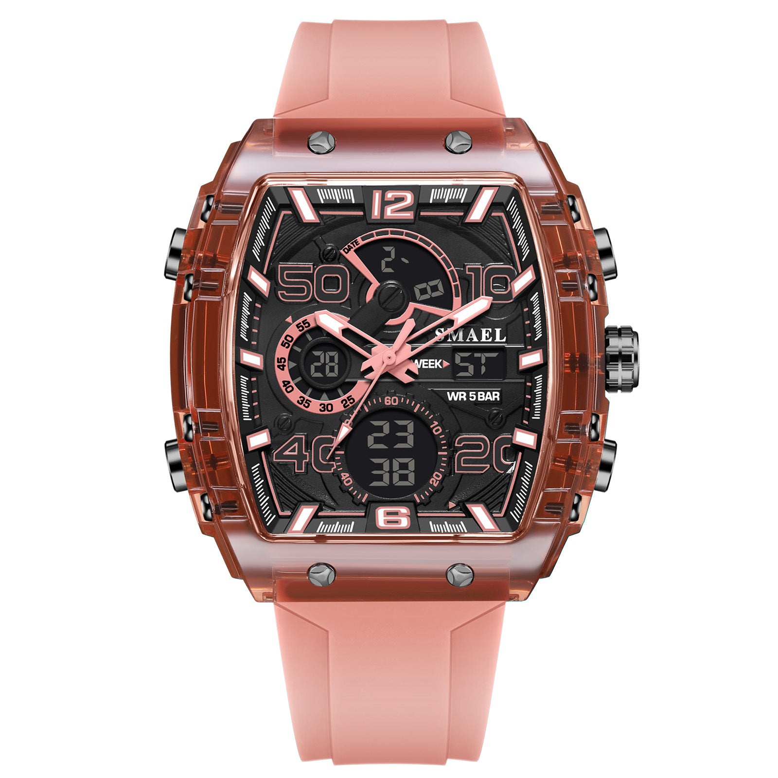 SMAEL Barrel-Shaped Sports Watch, Multi-Function LED Night Light Alarm Clock Timer Watch, Outdoor Sports Party Wearing Electronic Watch