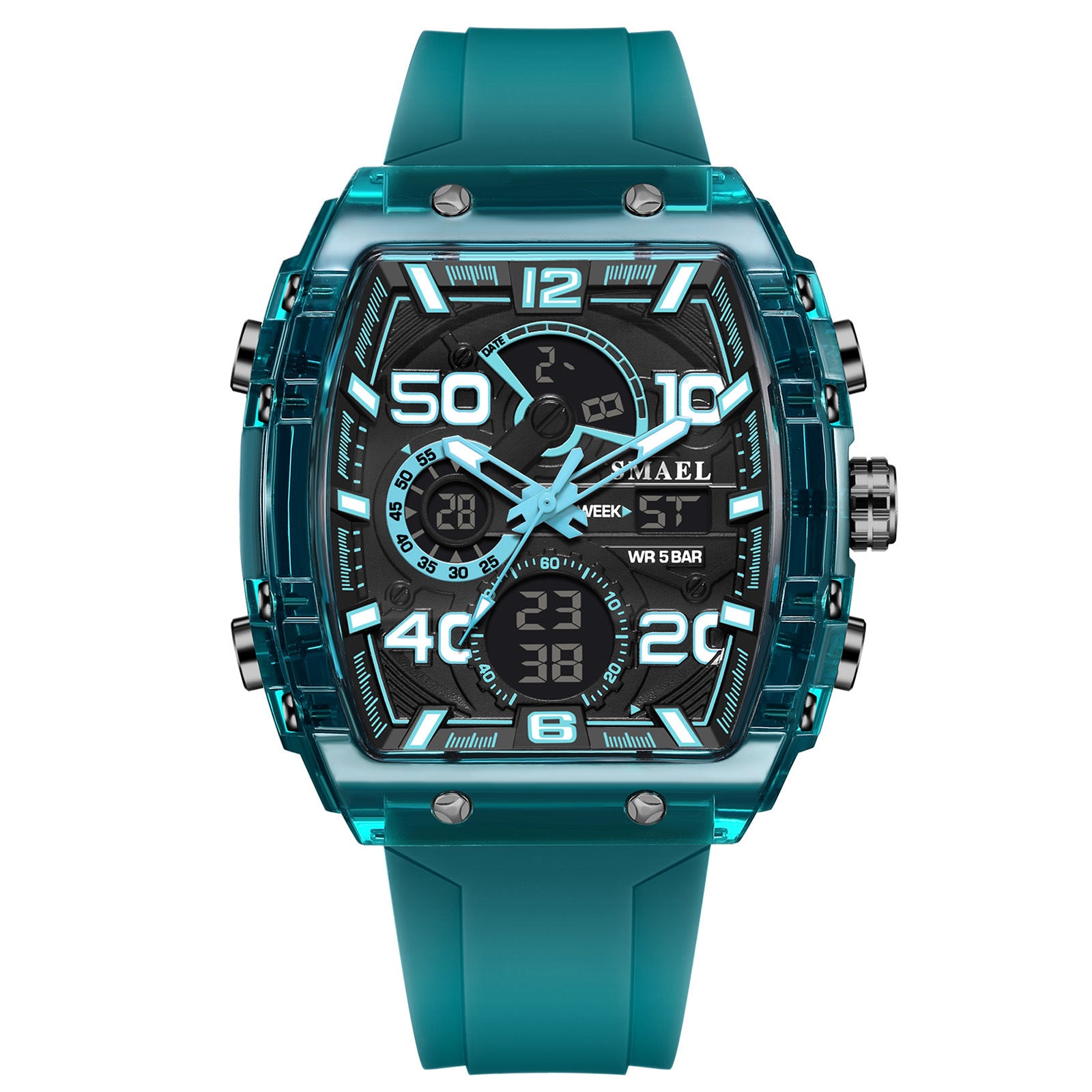 SMAEL Barrel-Shaped Sports Watch, Multi-Function LED Night Light Alarm Clock Timer Watch, Outdoor Sports Party Wearing Electronic Watch