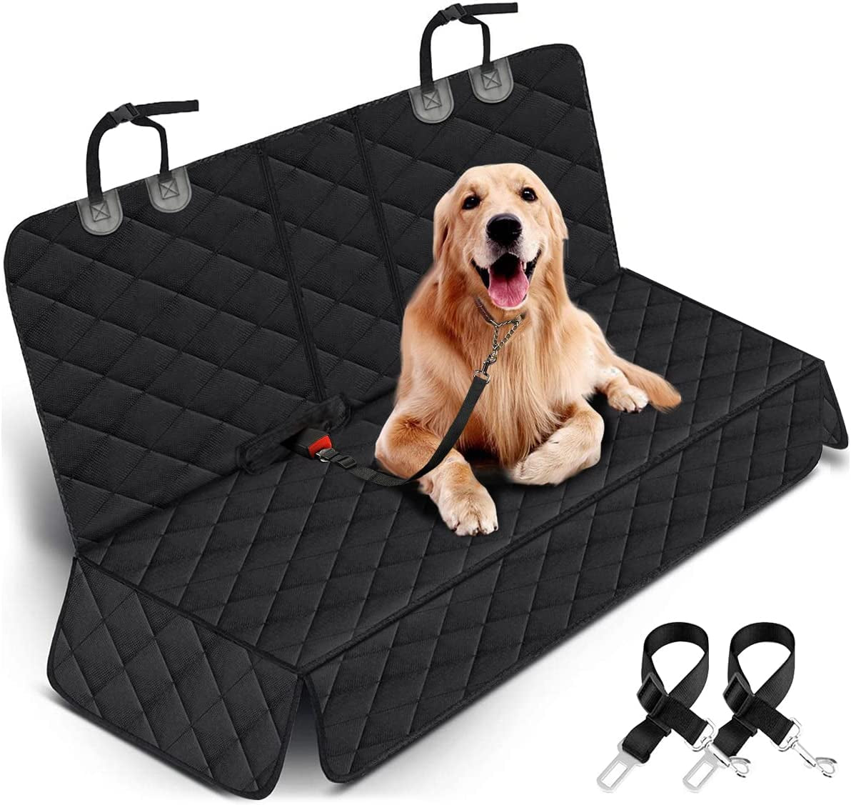 Ultimate Waterproof Dog Car Seat Cover - Non-Slip Protector for Back Seat, Fits Most Cars, Trucks & SUVs - Black
