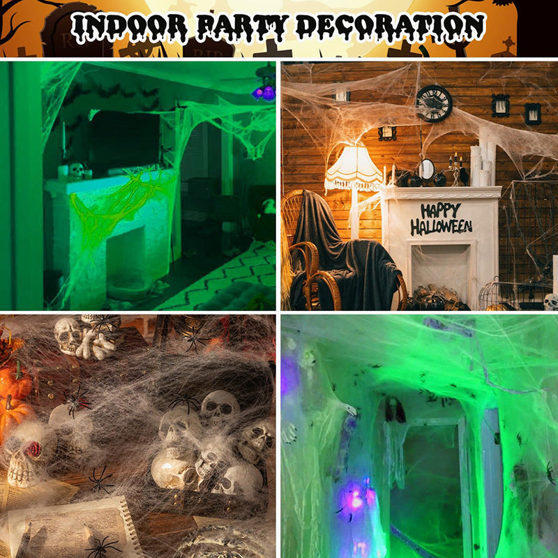 Glow Spider Cotton Halloween Decoration Set