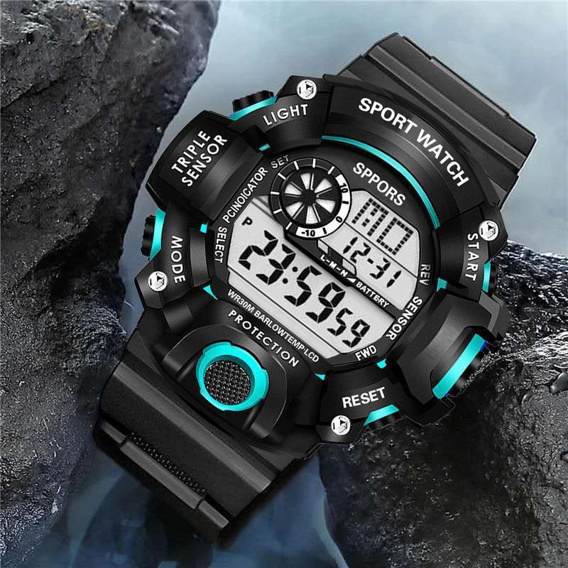 Sports Watch with LED Backlight - Multifunctional Digital Display, Plastic Band, Fashionable Round Dial, Ideal for School & Outdoor Activities