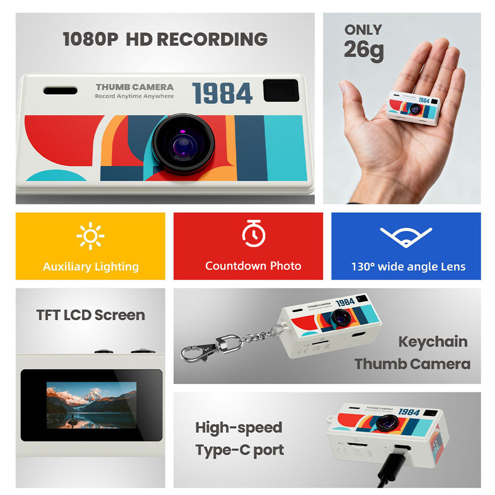 HD Thumb Camera High-Definition CCD Sensor: Captures clear, vibrant images with reliable color accuracy.