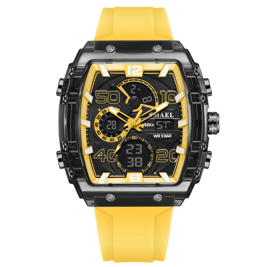 SMAEL Barrel-Shaped Sports Watch, Multi-Function LED Night Light Alarm Clock Timer Watch, Outdoor Sports Party Wearing Electronic Watch