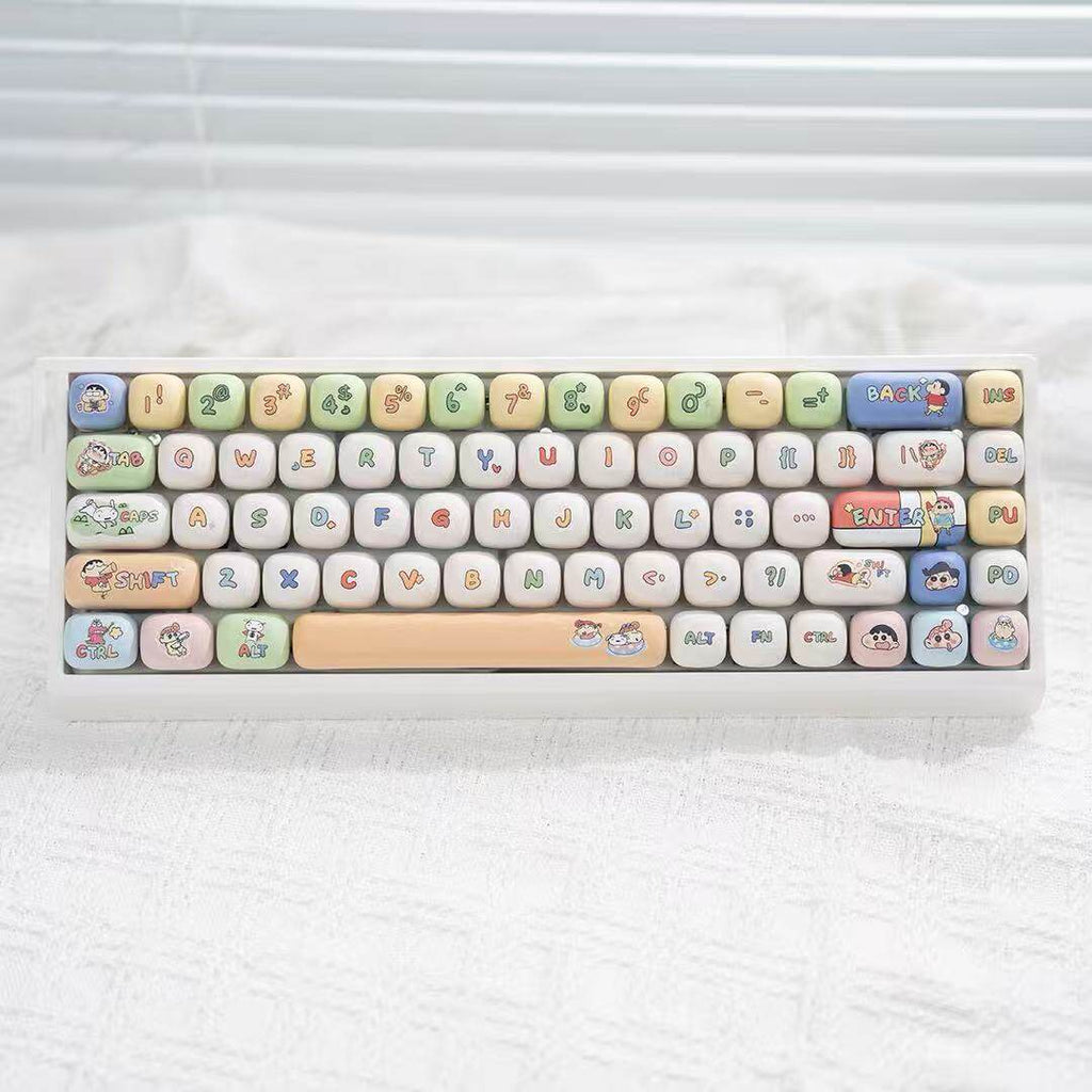 M68 Wireless Bluetooth Mechanical Keyboard with Mahjong Sound, Cute for Girls, Silent for Office, Compatible with Computer and Mobile Phone
