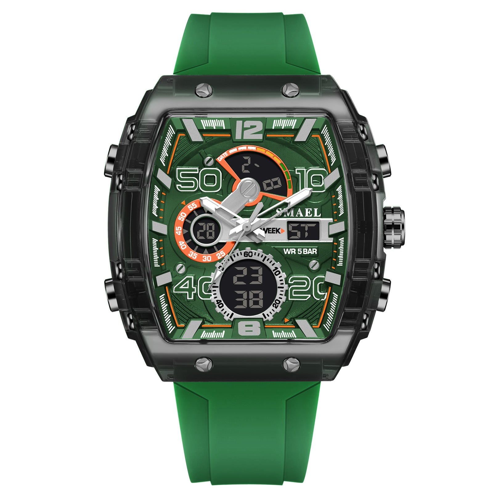 SMAEL Barrel-Shaped Sports Watch, Multi-Function LED Night Light Alarm Clock Timer Watch, Outdoor Sports Party Wearing Electronic Watch