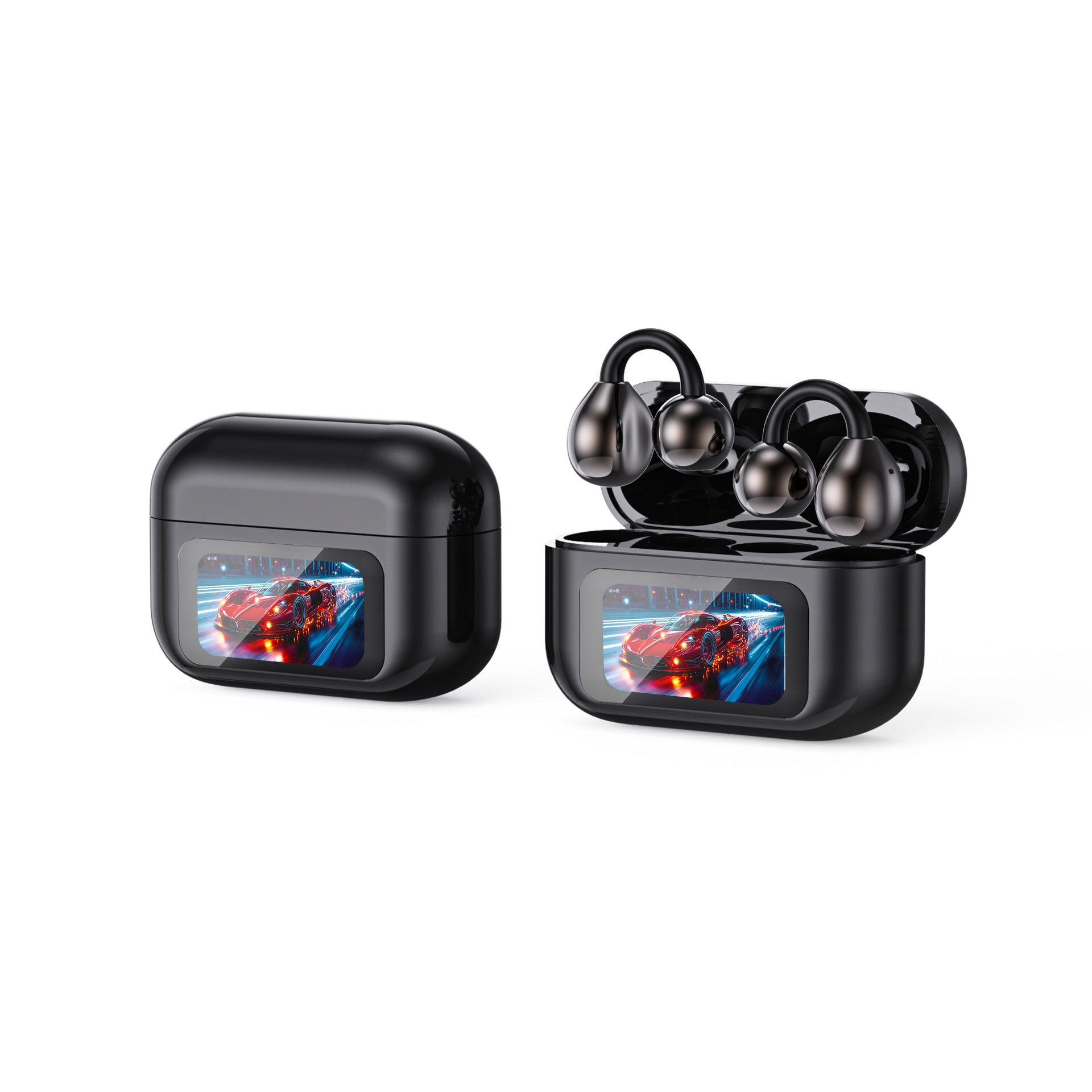 Wireless Bluetooth Earbuds with Display Stereo Sound Full-Color LED screen with Multifunctional Controls Integrated Call Management
