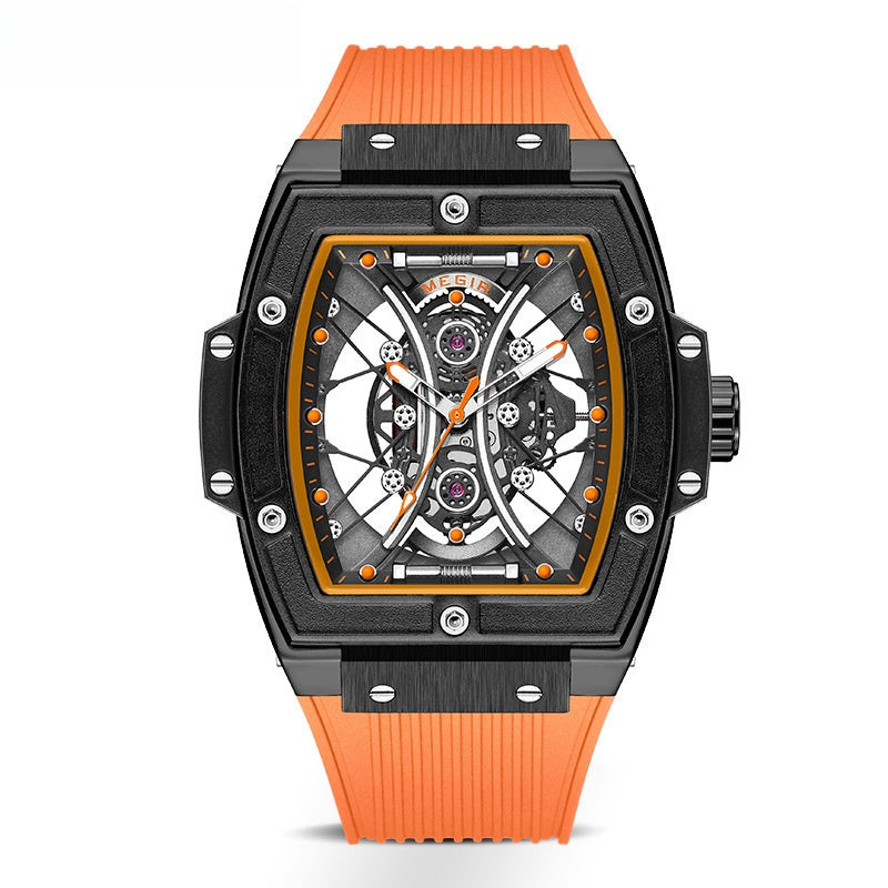 Men'S Barrel-Shaped Watch, Luxurious Men'S Quartz Wristwatch, Men'S Trendy Retro Style Watch, Silicone Strap Fashion Business Men'S Watch, for Daily Wear, Parties, Valentine'S Day, Easter, Christmas, New Year, Halloween, Ramadan
