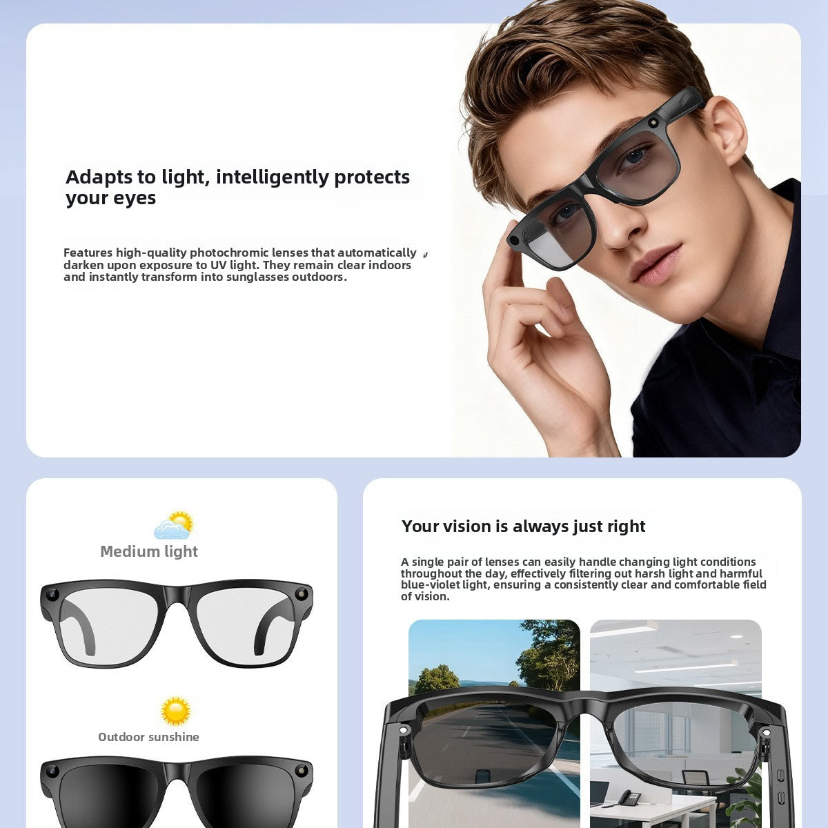 Smart AI Glasses with Camera and Translation
