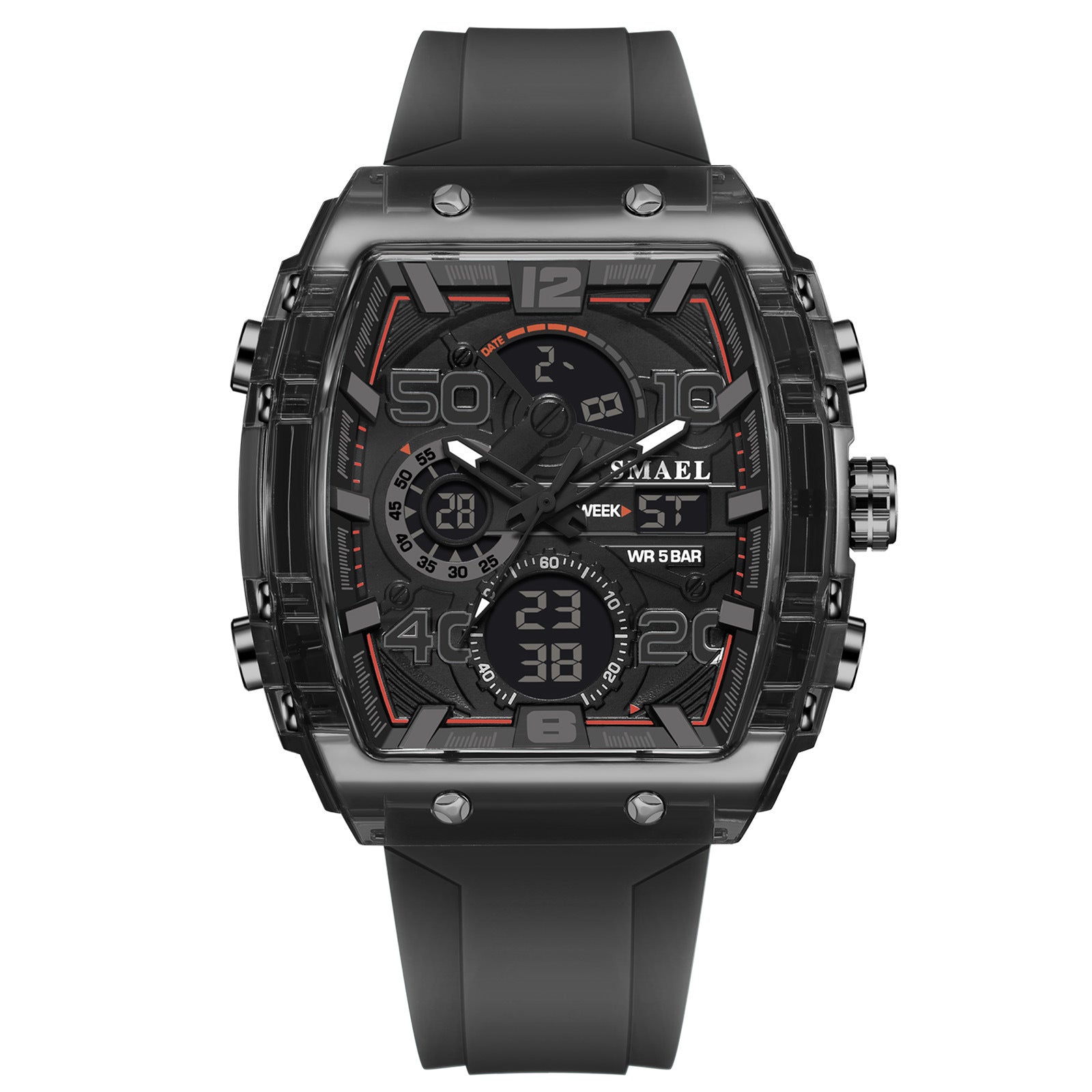 SMAEL Barrel-Shaped Sports Watch, Multi-Function LED Night Light Alarm Clock Timer Watch, Outdoor Sports Party Wearing Electronic Watch