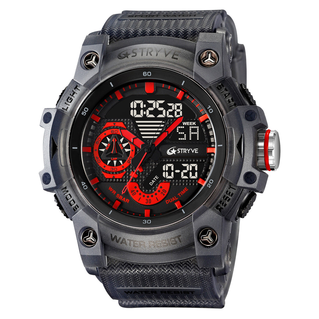 Men's Waterproof Sports Watch with Luminous Dual Display