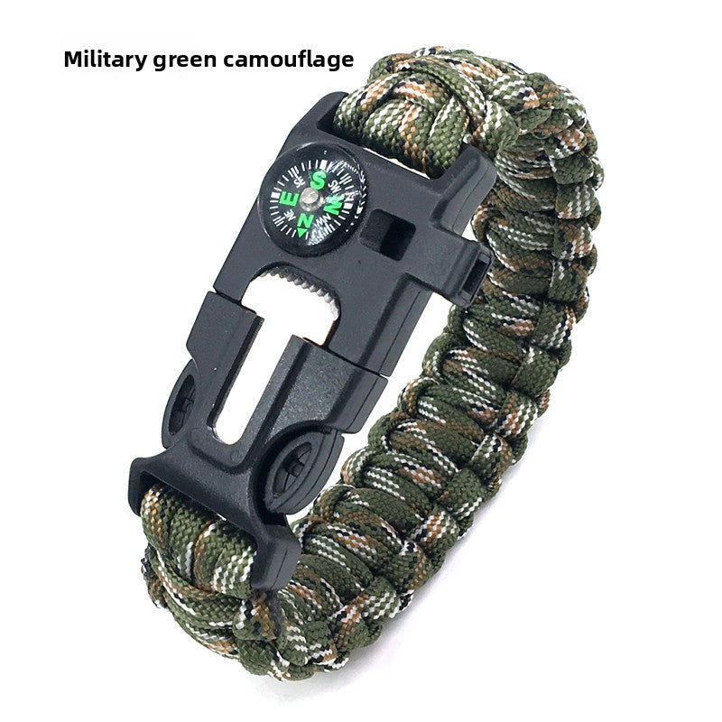 Multifunctional Survival Paracord Bracelet with Compass and Firestarter