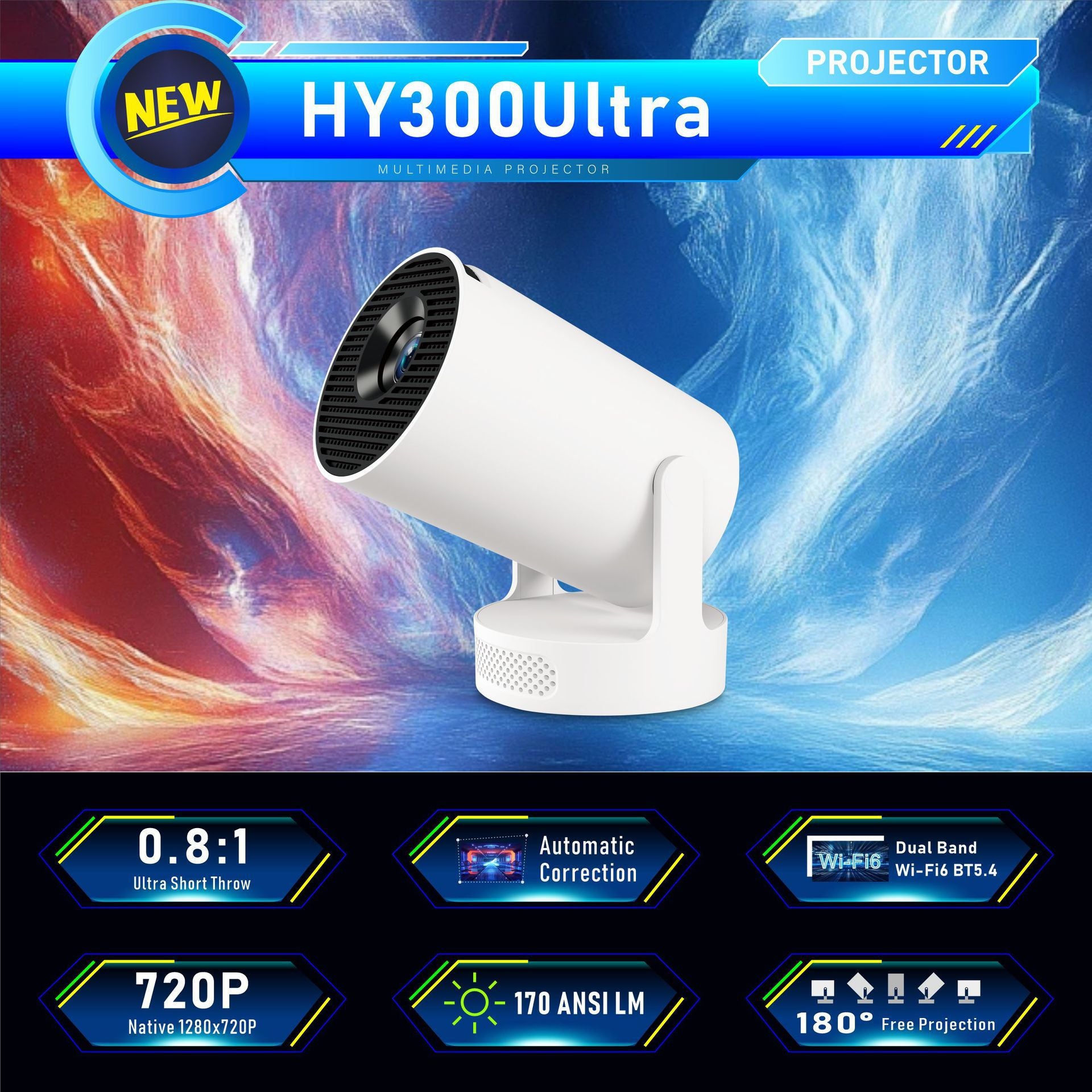 Smart Portable Home Projector with 4K Support