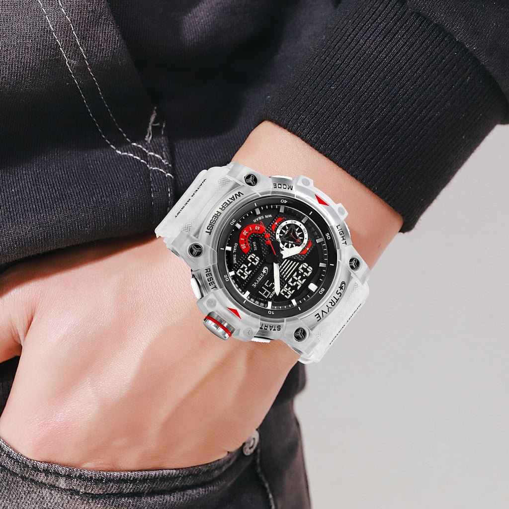 Men's Waterproof Sports Watch with Luminous Dual Display