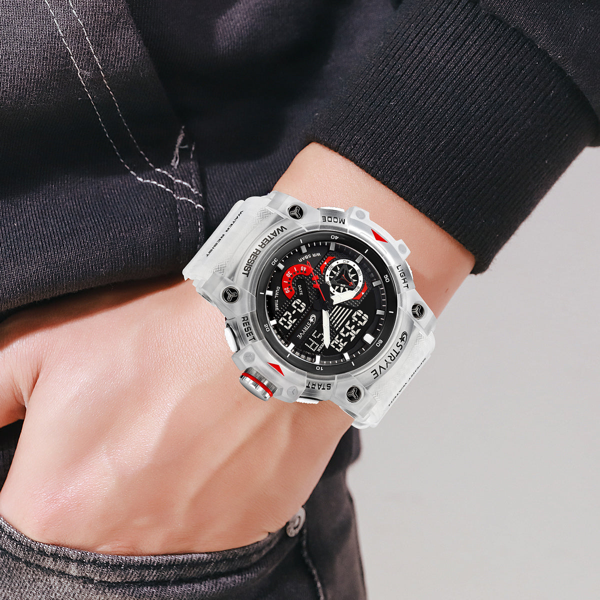 Men's Waterproof Sports Watch with Luminous Dual Display