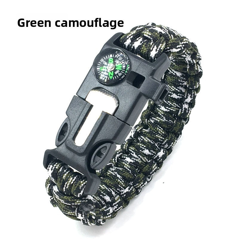 Multifunctional Survival Paracord Bracelet with Compass and Firestarter