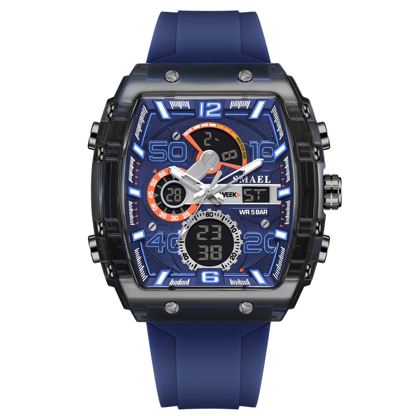 SMAEL Barrel-Shaped Sports Watch, Multi-Function LED Night Light Alarm Clock Timer Watch, Outdoor Sports Party Wearing Electronic Watch