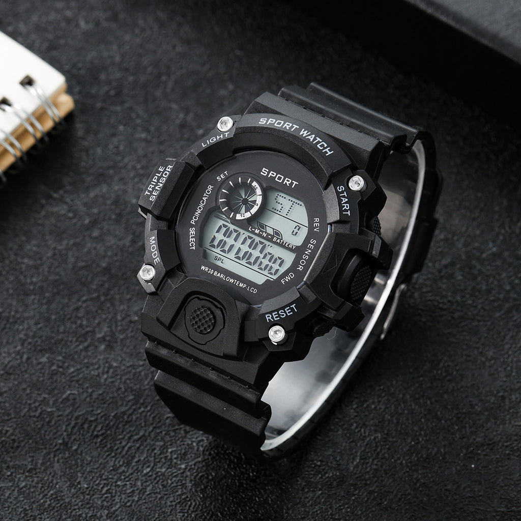 Sports Watch with LED Backlight - Multifunctional Digital Display, Plastic Band, Fashionable Round Dial, Ideal for School & Outdoor Activities