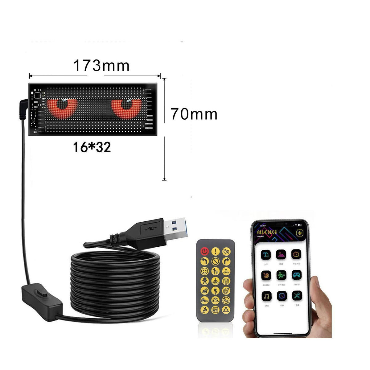 USB Bluetooth Flexible LED Car Display Screen
