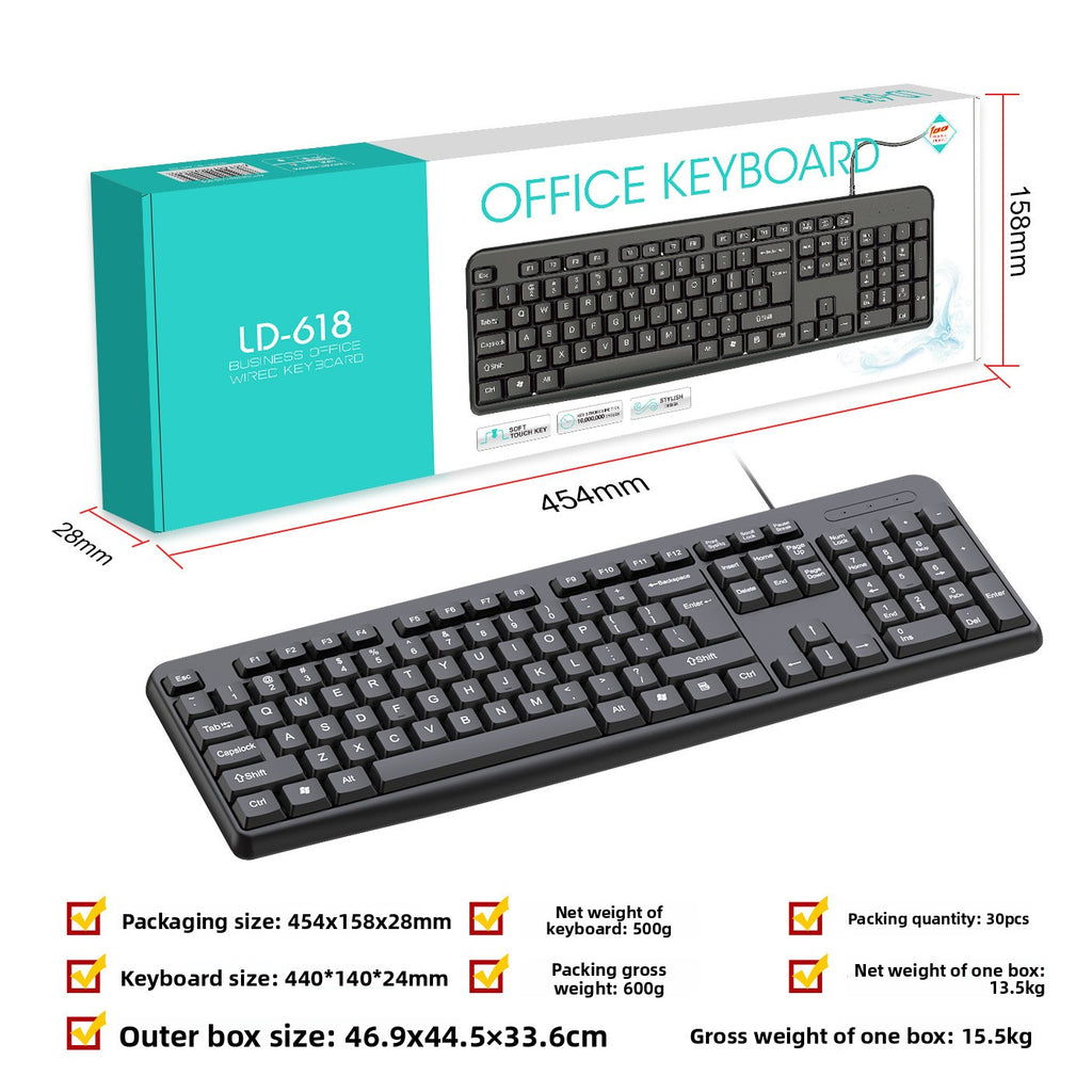 Wired USB Office Membrane Keyboard