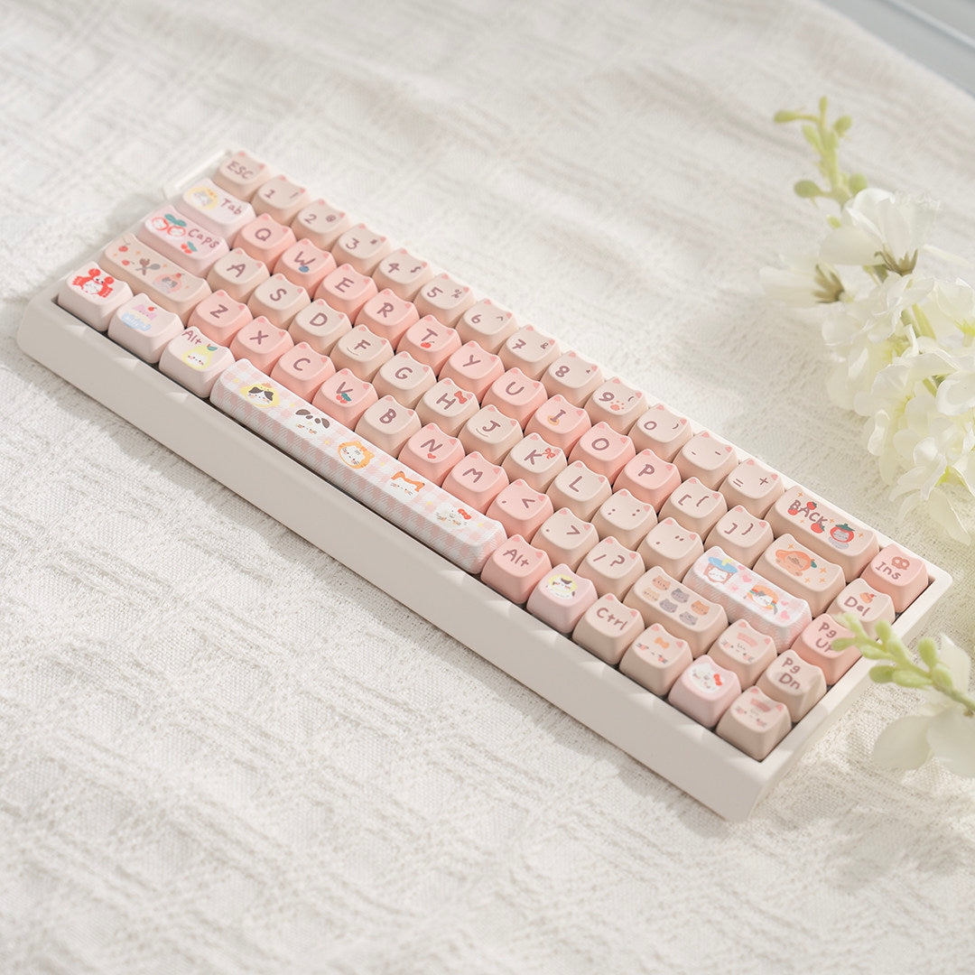 M68 Wireless Bluetooth Mechanical Keyboard with Mahjong Sound, Cute for Girls, Silent for Office, Compatible with Computer and Mobile Phone