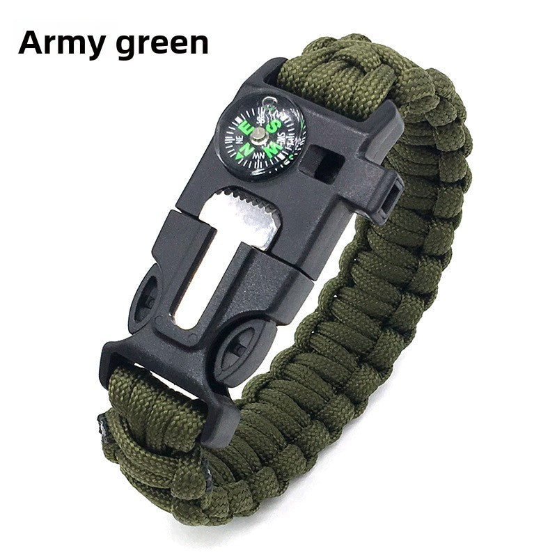 Multifunctional Survival Paracord Bracelet with Compass and Firestarter