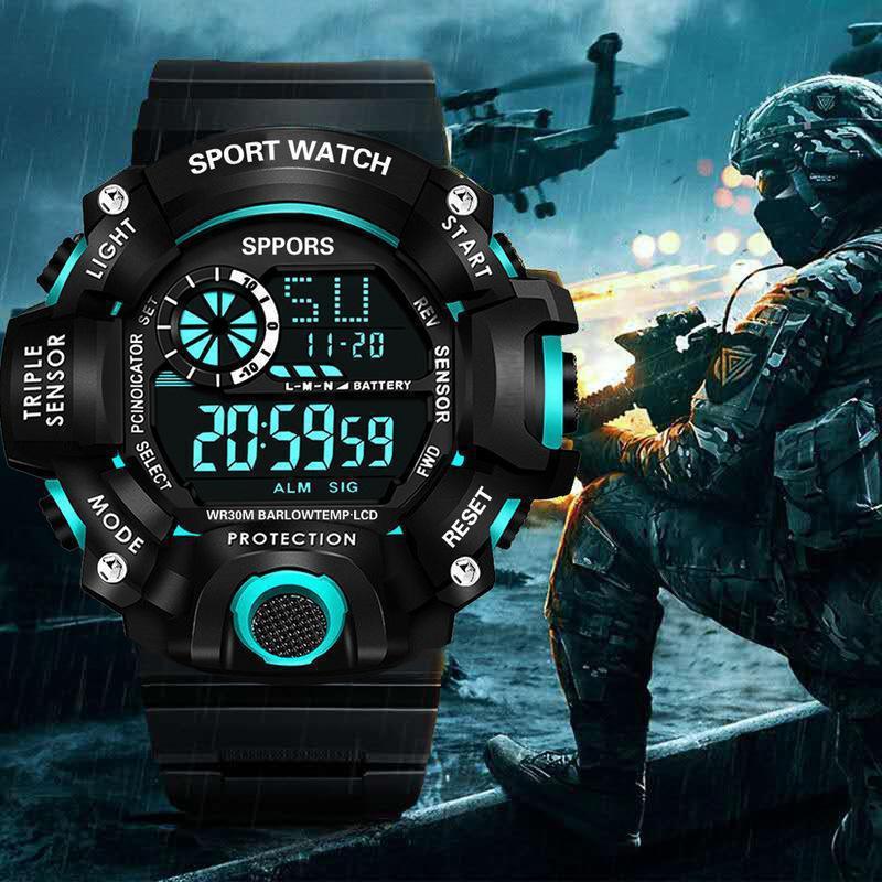 Sports Watch with LED Backlight - Multifunctional Digital Display, Plastic Band, Fashionable Round Dial, Ideal for School & Outdoor Activities